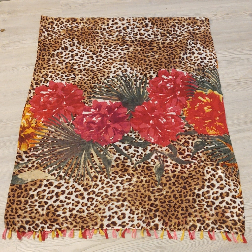 Chico's Vibrant Floral Leopard Print Scarf